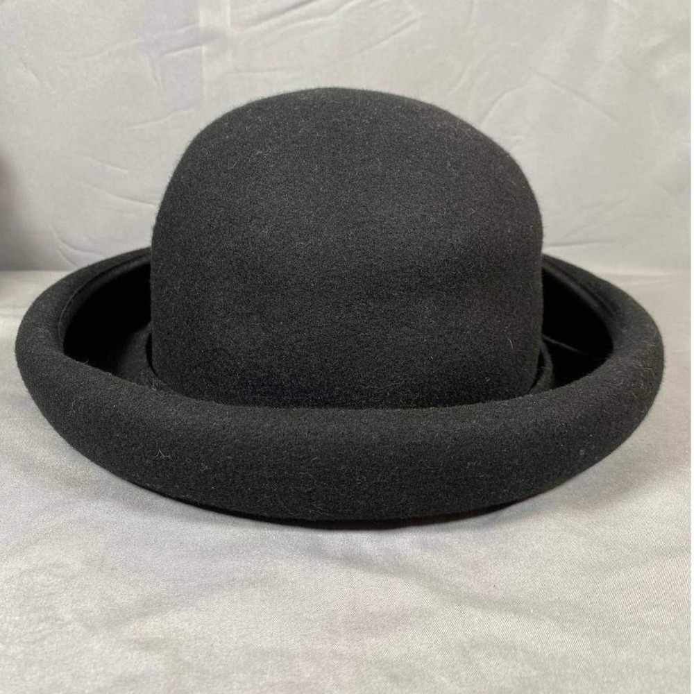 Michael Howard Miss Bierner Bowler Hat Womens 7 Black Wool Vintage Felt USA